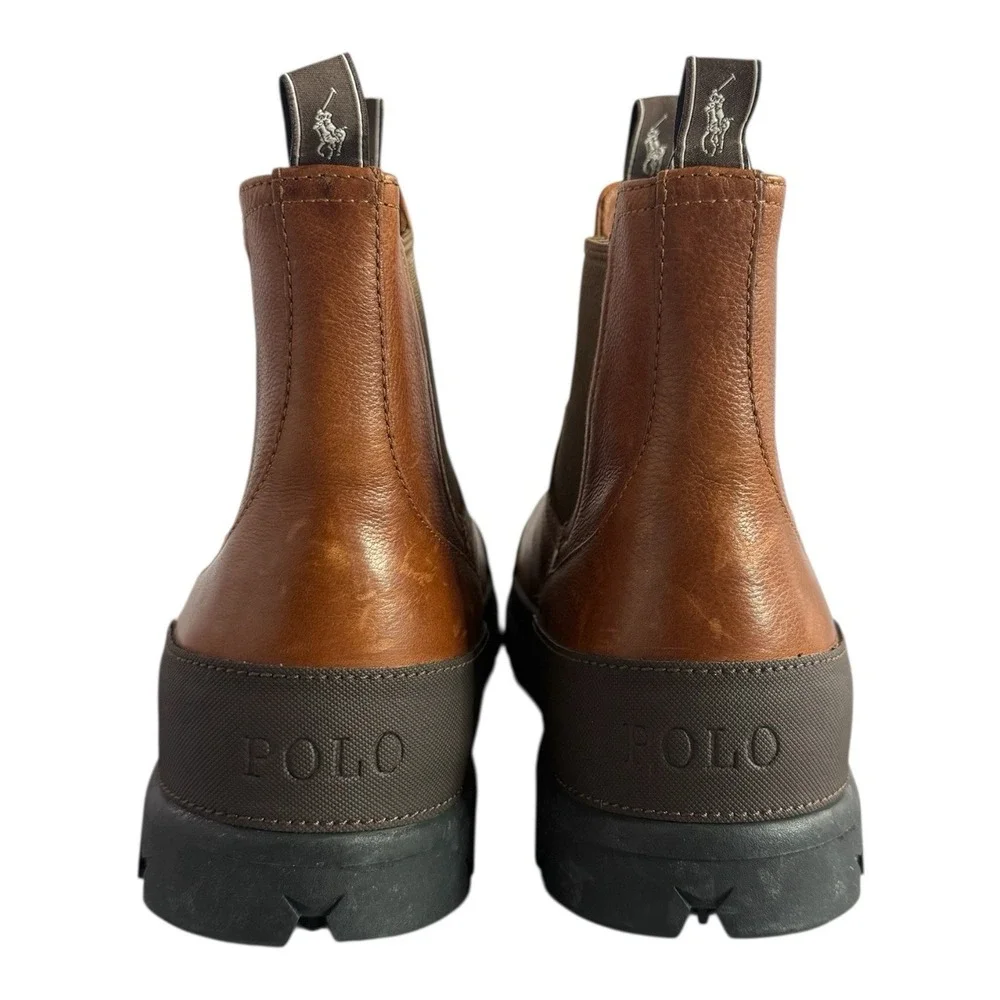 New POLO Ralph Lauren‎ Oslo Chunky Chelsea Boots Men's 13 D Tumbled Leather